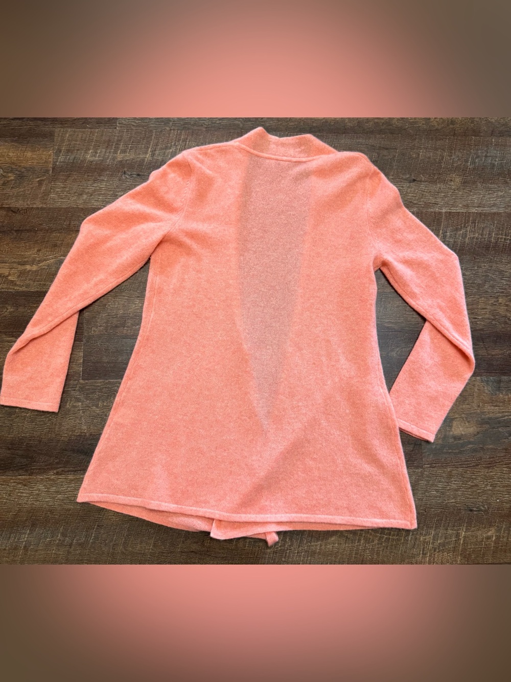 41 Hawthorn 100% Cashmere Cardigan Size Large Coral Pink Open Front Soft Luxury - Picture 6 of 7